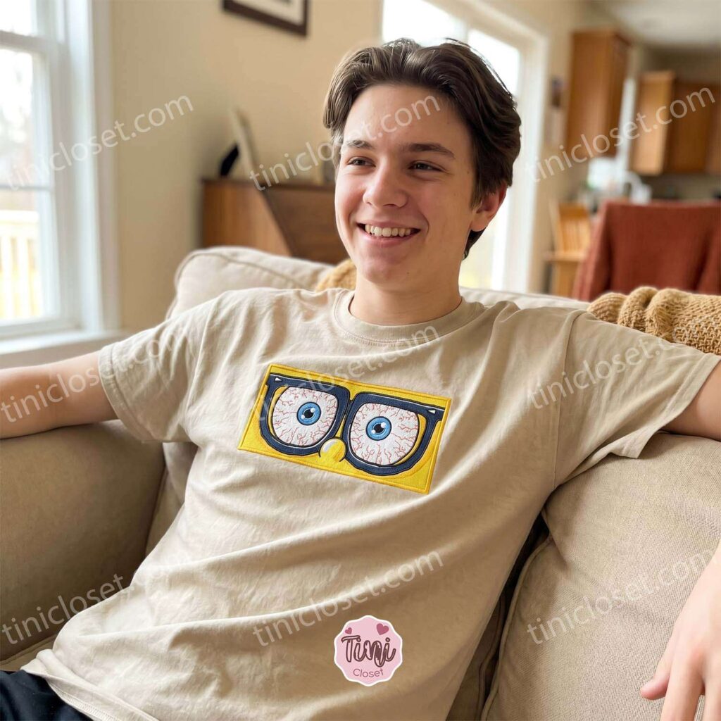 Stressed Eyes SpongeBob Embroidered Sweatshirt, Cartoon Embroidered Hoodie, The Perfect Just Because Gift For Him