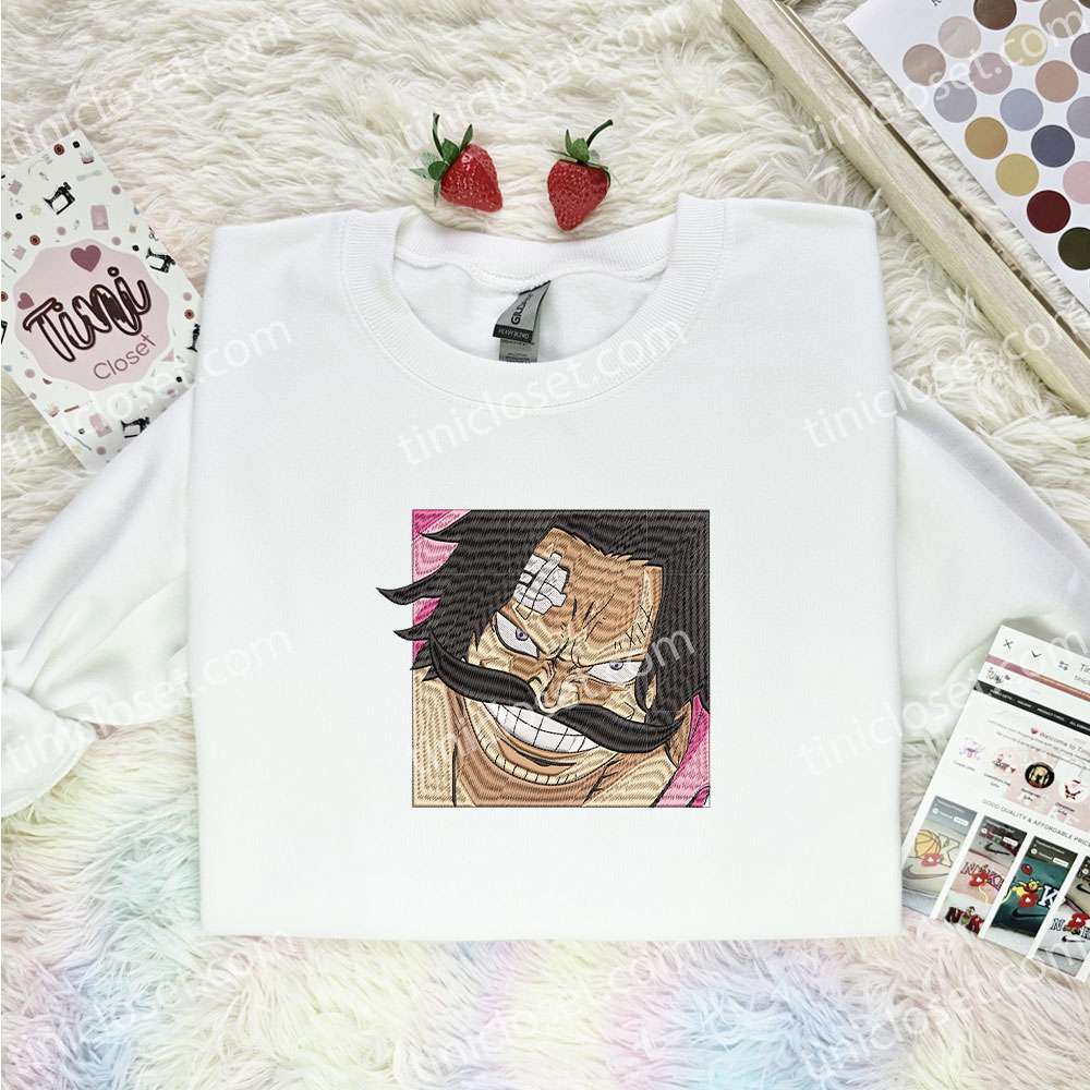 Gol D Roger Embroidered Shirt, One Piece Embroidered Hoodie, Anime Embroidered Sweatshirt