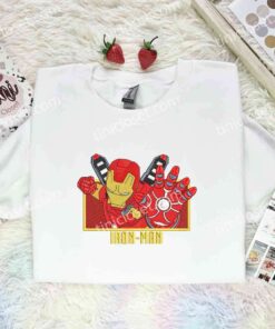Iron Man Embroidered Shirt, Superhero Embroidered Hoodie, Marvel Movie Embroidered Sweatshirt (1)