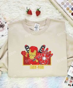Iron Man Embroidered Shirt, Superhero Embroidered Hoodie, Marvel Movie Embroidered Sweatshirt (2)