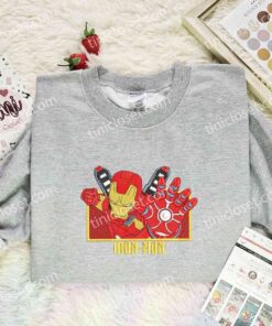 Iron Man Embroidered Shirt, Superhero Embroidered Hoodie, Marvel Movie Embroidered Sweatshirt (3)