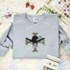 Mihawk Jolly Roger Embroidered Shirt, One Piece Embroidered Hoodie, Anime Embroidered Sweatshirt