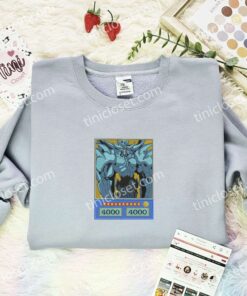 Obelisk Tormentor Card Embroidered Shirt, Yu Gi Oh Embroidered Hoodie, Anime Embroidered Sweatshirt (1)