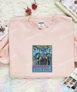 Obelisk Tormentor Card Embroidered Shirt, Yu Gi Oh Embroidered Hoodie, Anime Embroidered Sweatshirt (2)