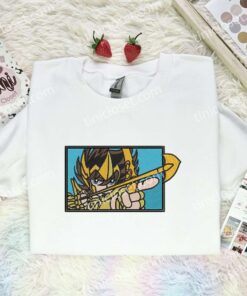 Pegasus Seiya Embroidered Shirt, Saint Seiya Embroidered Hoodie, Anime Embroidered Sweatshirt (1)
