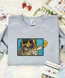 Pegasus Seiya Embroidered Shirt, Saint Seiya Embroidered Hoodie, Anime Embroidered Sweatshirt (2)
