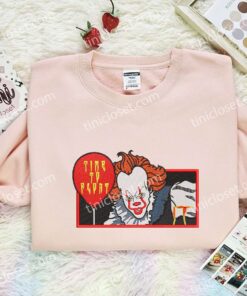 Pennywise Embroidered Shirt, Horror Movie Embroidered Hoodie, Halloween Embroidered Sweatshirt (2)