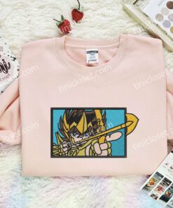 Pegasus Seiya Embroidered Shirt, Saint Seiya Embroidered Hoodie, Anime Embroidered Sweatshirt (3)