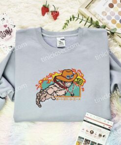 Portgas D Ace Embroidered Shirt, One Piece Embroidered Hoodie, Anime Embroidered Sweatshirt (2)
