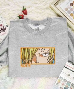 Sanji Eyes Embroidered Shirt, One Piece Embroidered Hoodie, Anime Embroidered Sweatshirt (1)