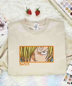 Sanji Eyes Embroidered Shirt, One Piece Embroidered Hoodie, Anime Embroidered Sweatshirt (3)