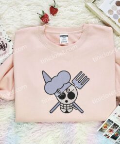 Sanji Jolly Roger Embroidered Shirt, One Piece Embroidered Hoodie, Anime Embroidered Sweatshirt (1)