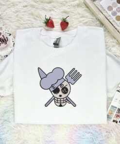 Sanji Jolly Roger Embroidered Shirt, One Piece Embroidered Hoodie, Anime Embroidered Sweatshirt (2)
