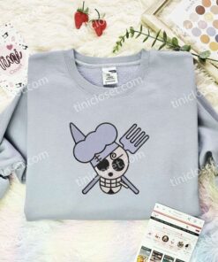 Sanji Jolly Roger Embroidered Shirt, One Piece Embroidered Hoodie, Anime Embroidered Sweatshirt (3)