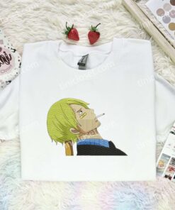 Sanji Smoke Embroidered Shirt, One Piece Embroidered Hoodie, Anime Embroidered Sweatshirt (1)