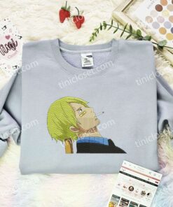 Sanji Smoke Embroidered Shirt, One Piece Embroidered Hoodie, Anime Embroidered Sweatshirt (2)
