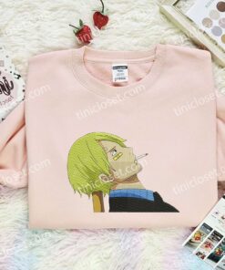 Sanji Smoke Embroidered Shirt, One Piece Embroidered Hoodie, Anime Embroidered Sweatshirt (3)