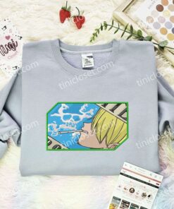 Sanji Wanted Embroidered Shirt, One Piece Embroidered Hoodie, Anime Embroidered Sweatshirt (1)