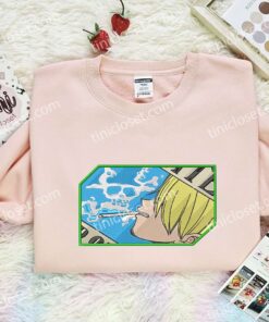 Sanji Wanted Embroidered Shirt, One Piece Embroidered Hoodie, Anime Embroidered Sweatshirt (2)