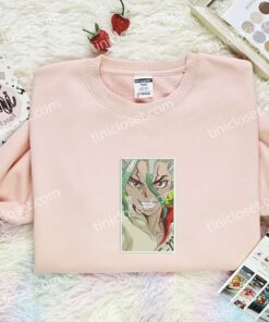 Senku Ishigami Embroidered Shirt, Dr Stone Embroidered Hoodie, Anime Embroidered Sweatshirt (1)