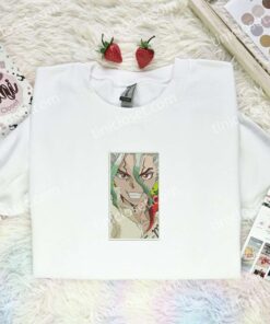 Senku Ishigami Embroidered Shirt, Dr Stone Embroidered Hoodie, Anime Embroidered Sweatshirt (2)