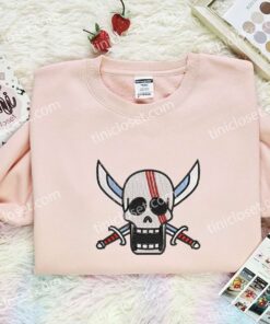 Shanks Jolly Roger Embroidered Shirt, One Piece Embroidered Hoodie, Anime Embroidered Sweatshirt (1)