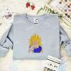 Vegeta Fist Embroidered Shirt, Dragon Ball Embroidered Hoodie, Anime Embroidered Sweatshirt