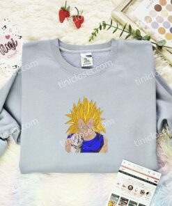 Vegeta Fist Embroidered Shirt, Dragon Ball Embroidered Hoodie, Anime Embroidered Sweatshirt (2)