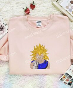 Vegeta Fist Embroidered Shirt, Dragon Ball Embroidered Hoodie, Anime Embroidered Sweatshirt (3)