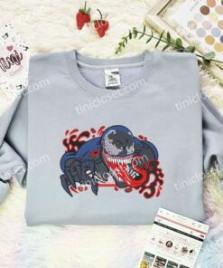 Venom Embroidered Shirt, Superhero Embroidered Hoodie, Marvel Movie Embroidered Sweatshirt (1)