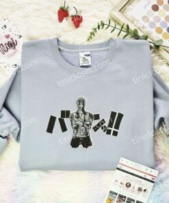 Zoro Black Letters Embroidered Shirt, One Piece Embroidered Hoodie, Anime Embroidered Sweatshirt (2)