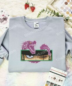 Zoro Eyes Purple Dragon Embroidered Shirt, One Piece Embroidered Hoodie, Anime Embroidered Sweatshirt (1)