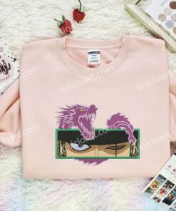Zoro Eyes Purple Dragon Embroidered Shirt, One Piece Embroidered Hoodie, Anime Embroidered Sweatshirt (2)