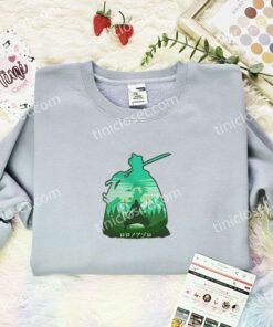 Zoro Panoramic Embroidered Shirt, One Piece Embroidered Hoodie, Anime Embroidered Sweatshirt (1)