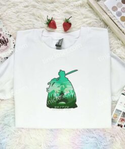 Zoro Panoramic Embroidered Shirt, One Piece Embroidered Hoodie, Anime Embroidered Sweatshirt (3)