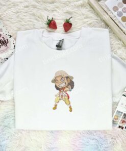 Usopp Chibi Art Embroidered Shirt, One Piece Embroidered Hoodie, Anime Embroidered Sweatshirt (1)