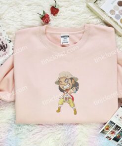Usopp Chibi Art Embroidered Shirt, One Piece Embroidered Hoodie, Anime Embroidered Sweatshirt (2)