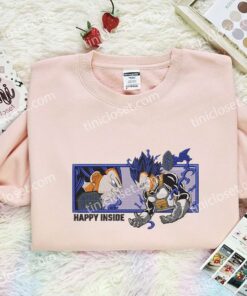 Vegeta Happy Inside Embroidered Shirt, Dragon Ball Embroidered Hoodie, Anime Embroidered Sweatshirt (3)