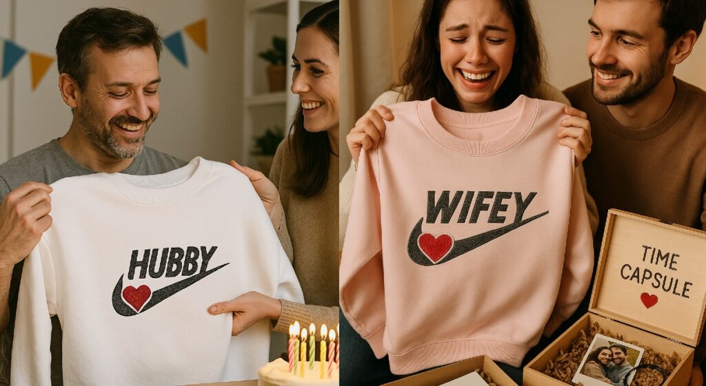 Couple Embroidered Sweatshirts: A Stitch in Time, Together