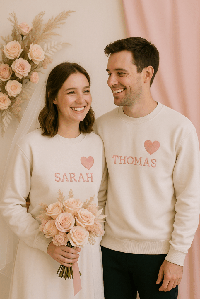 Couple embroidered shirts for the newly weds.
