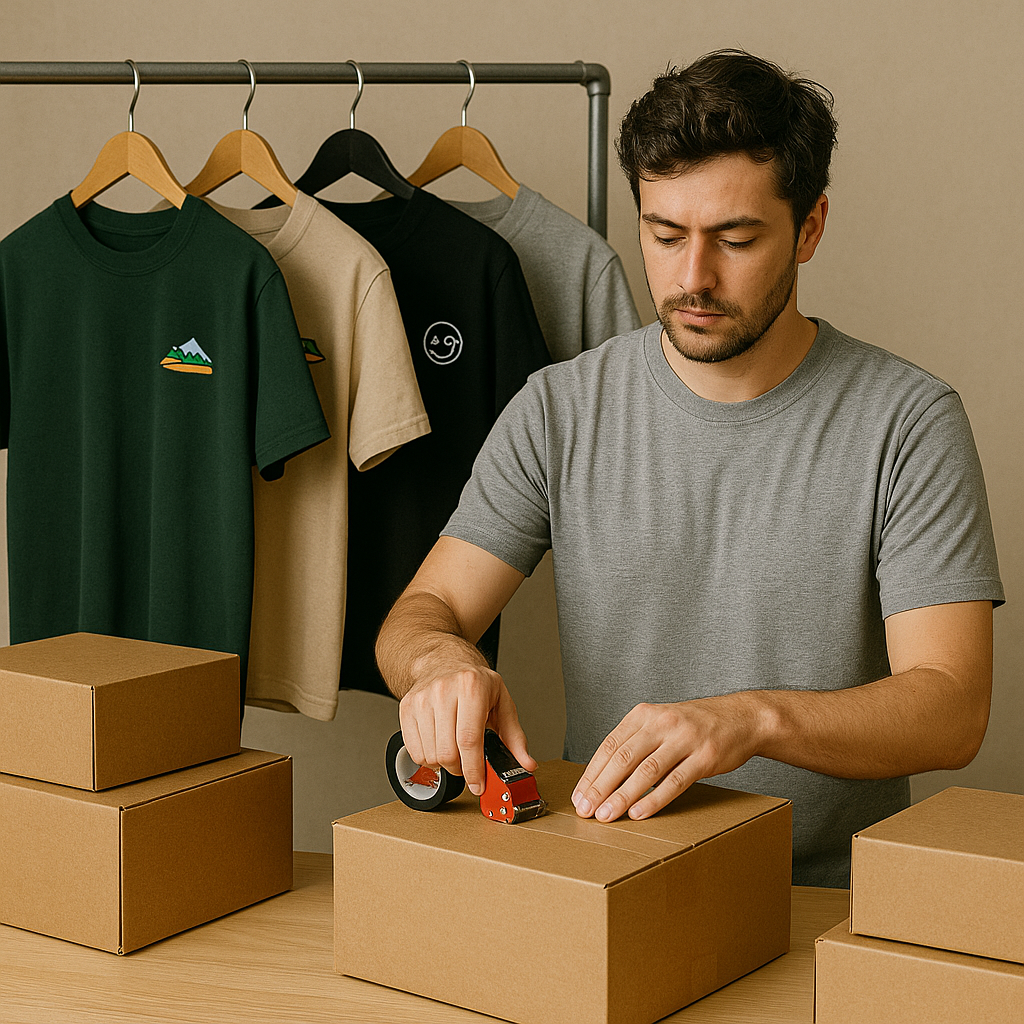 Dropshipping means your supplier prints (or embroiders) and ships it for you.