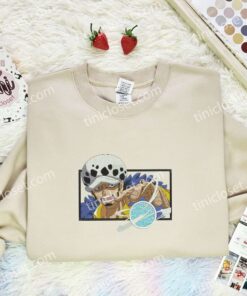 Trafalgar Law Power Embroidered Shirt, One Piece Embroidered Hoodie, Anime Embroidered Sweatshirt