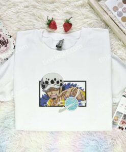 Trafalgar Law Power Embroidered Shirt, One Piece Embroidered Hoodie, Anime Embroidered Sweatshirt (2)