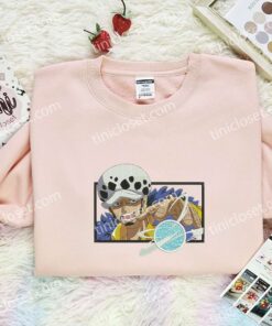 Trafalgar Law Power Embroidered Shirt, One Piece Embroidered Hoodie, Anime Embroidered Sweatshirt (3)
