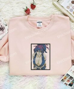 Yuzuriha Embroidered Shirt, Hell's Paradise Jigokuraku Embroidered Hoodie, Anime Embroidered Sweatshirt (1)