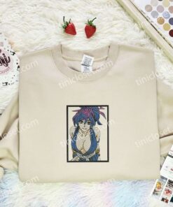Yuzuriha Embroidered Shirt, Hell's Paradise Jigokuraku Embroidered Hoodie, Anime Embroidered Sweatshirt (2)