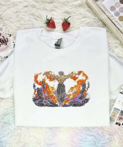 Yujiro Hanma Fire Embroidered Shirt, Baki The Grappler Embroidered Hoodie, Anime Embroidered Sweatshirt (2)