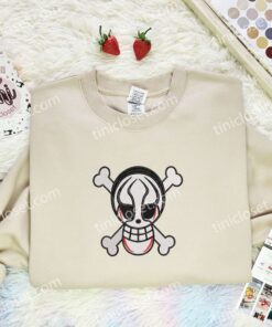Yokai Pirates Jolly Roger Embroidered Shirt, One Piece Embroidered Hoodie, Anime Embroidered T Shirt (1)