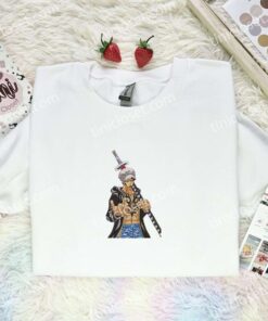 Trafalgar Law Attitude Embroidered Shirt, One Piece Embroidered Hoodie, Anime Embroidered Sweatshirt (1)