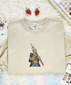 Trafalgar Law Attitude Embroidered Shirt, One Piece Embroidered Hoodie, Anime Embroidered Sweatshirt (3)
